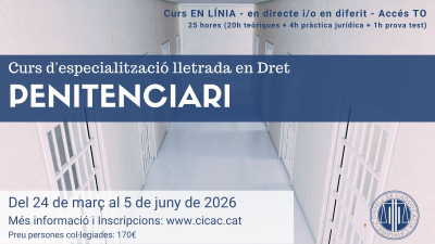Formación: Curs d'especialització lletrada en dret penitenciari 2026