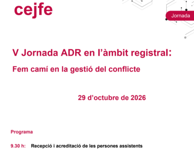 V Jornada ADR en l’àmbit registral, el 29 d'octubre